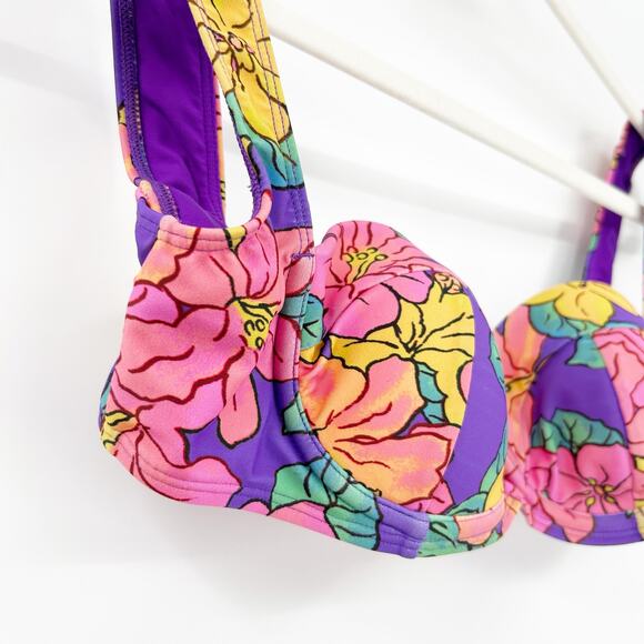Lovers + Friends Women Beach Talie Balconette Underwire Floral Swim Bikini Top L - Picture 3 of 7